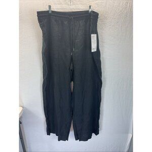 ATHLETA Retreat Linen Mid Rise Wide Leg Pant 1x‎ Plus  | Black Beach NEW